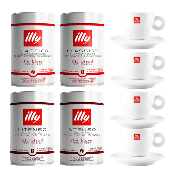 illy Cadeaupakket - 1 KG Koffiebonen + illy servies