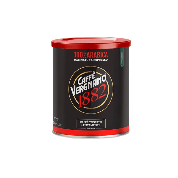 Caffè Vergnano 100% ARABICA ESPRESSO Tin (250gr gemalen koffie)