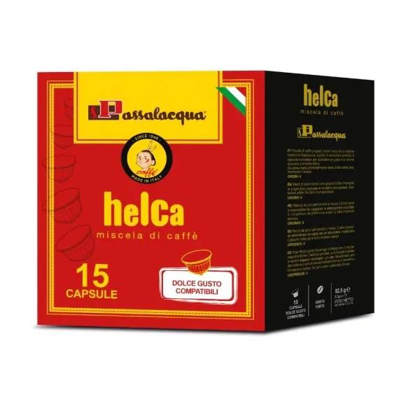 Passalacqua HELCA capsules compatibel Nescafé DOLCE GUSTO apparaten (15 st) HOUDBAARHEIDSDATUM 30/6/26